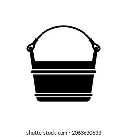 Bucket icon. Bath basin. Black silhouette. Front side view. Vector simple flat graphic illustration. The isolated object on a white background. Isolate.