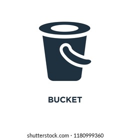 Bucket icon. Black filled vector illustration. Bucket symbol on white background. Can be used in web and mobile.