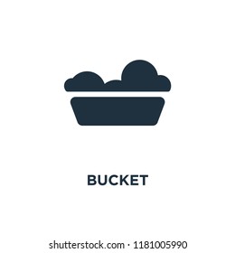 Bucket icon. Black filled vector illustration. Bucket symbol on white background. Can be used in web and mobile.