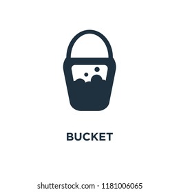 Bucket icon. Black filled vector illustration. Bucket symbol on white background. Can be used in web and mobile.