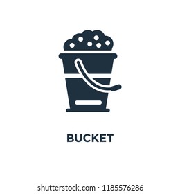 Bucket icon. Black filled vector illustration. Bucket symbol on white background. Can be used in web and mobile.