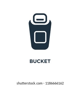 Bucket icon. Black filled vector illustration. Bucket symbol on white background. Can be used in web and mobile.