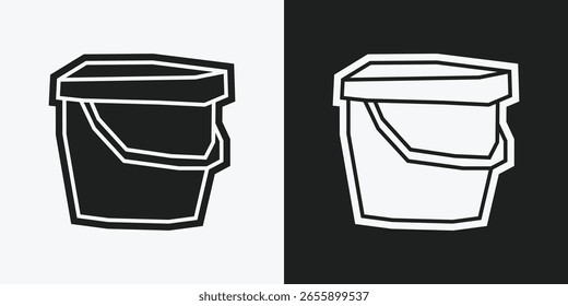 Icono de cubo en estilo de recorte relleno blanco y negro