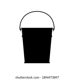 Bucket icon. Black silhouette. Vector flat graphic illustration. The isolated object on a white background. Isolate.