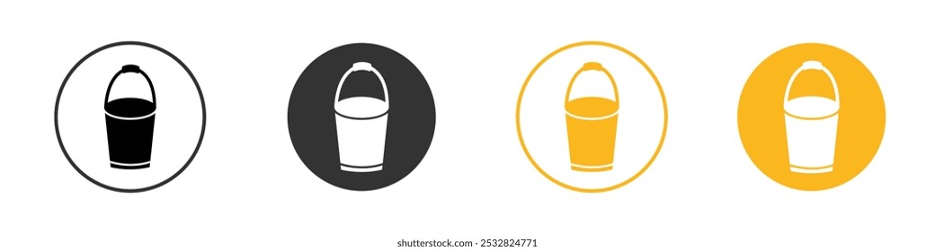 Eimersymbol schwarz-weißes Vektorumrisszeichen
