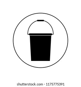 Bucket icon in circle, logo on white background