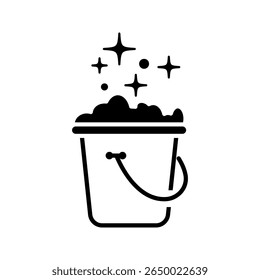 bucket icon. Cleaning concept. Vector linear icon isolated on white background.