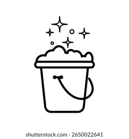 bucket icon. Cleaning concept. Vector linear icon isolated on white background.
