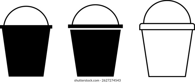 Ícone Período. Ícones do Serviço de limpeza. sinal doméstico. Pail e símbolo bucketful
