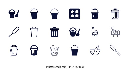 Bucket icon. collection of 18 bucket filled and outline icons such as from toy for beach, delete trash bin, dust brush, trash bin. editable bucket icons for web and mobile.