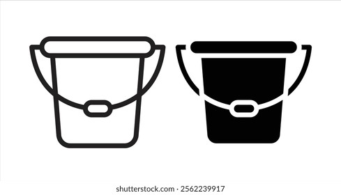 Bucket Icon collection in filled and stroke style.