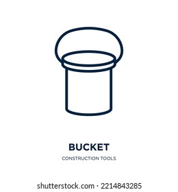 bucket icon from construction tools collection. Thin linear bucket, equipment, household outline icon isolated on white background. Line vector bucket sign, symbol for web and mobile