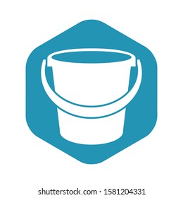 Bucket icon. A container for carrying and storing liquids and objects, used in various spheres of life. Vector illustration isolated on white background in simple style.