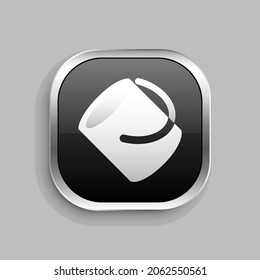 bucket icon design. Glossy Button style rounded rectangle isolated on gray background.. Vector illustration