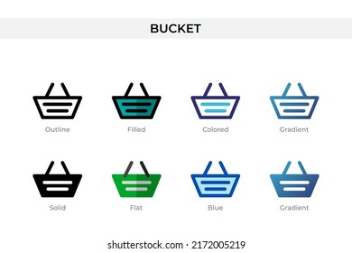 Bucket icon in different style. Bucket vector icons designed in outline, solid, colored, filled, gradient, and flat style. Symbol, logo illustration. Vector illustration