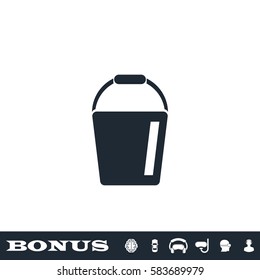 Bucket icon flat. Black pictogram on white background. Vector illustration symbol and bonus button