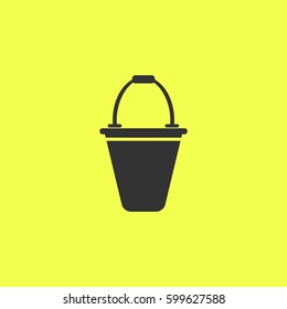 Bucket icon flat. Black pictogram on white background. Vector illustration symbol and bonus button