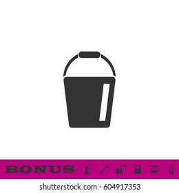 Bucket icon flat. Black pictogram on white background. Vector illustration symbol and bonus button