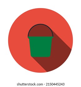 Icono del cubo. Diseño De Esténcil De Círculo Plano Con Sombra Larga. Ilustración vectorial.