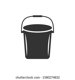 Bucket icon in flat style. Garbage pot vector illustration on white isolated background. Pail business concept.