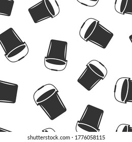 Bucket icon in flat style. Garbage pot vector illustration on white isolated background. Pail seamless pattern business concept.