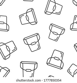 Bucket icon in flat style. Garbage pot vector illustration on white isolated background. Pail seamless pattern business concept.