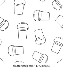 Bucket icon in flat style. Garbage pot vector illustration on white isolated background. Pail seamless pattern business concept.