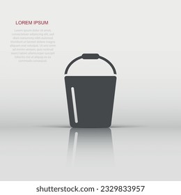 Bucket icon in flat style. Garbage pot vector illustration on white isolated background. Pail business concept.