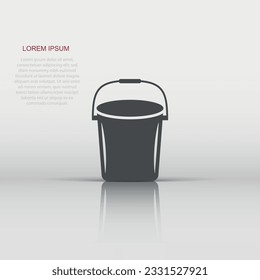 Bucket icon in flat style. Garbage pot vector illustration on white isolated background. Pail business concept.