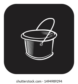 bucket icon ftat black vector