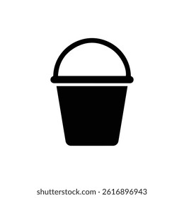 Bucket Icon with Handle Black Flat Minimal Shape
