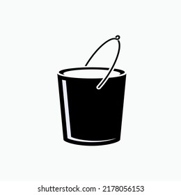 Bucket Icon. House Ware. Household Equipment. Plastic Container Symbol - Vector.