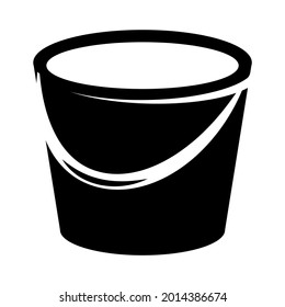 Bucket icon housekeeping cleaning tool. Black symbol isolated on white background. Vector illustration.