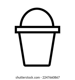 Bucket icon line isolated on white background. Black flat thin icon on modern outline style. Linear symbol and editable stroke. Simple and pixel perfect stroke vector illustration