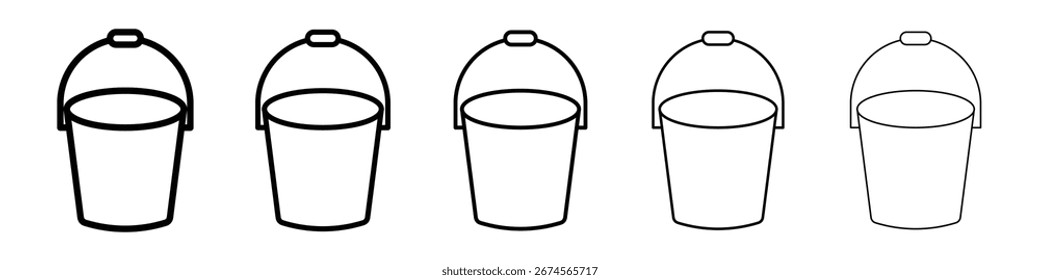 Bucket icon logo in stroke lines collection