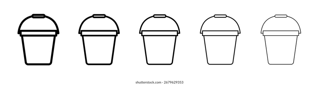 Bucket icon logo in stroke lines collection