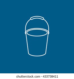 Bucket Icon On Blue Background