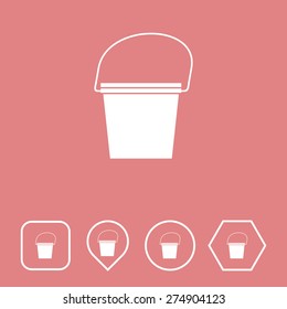 Bucket Icon on Flat UI Colors with Different Shapes. Eps-10.