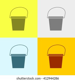 Bucket Icon on Four Different Backgrounds. Eps-10.