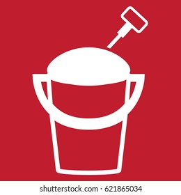 Bucket icon on red background