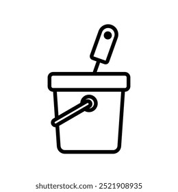 bucket icon. Outline style design isolated on white background