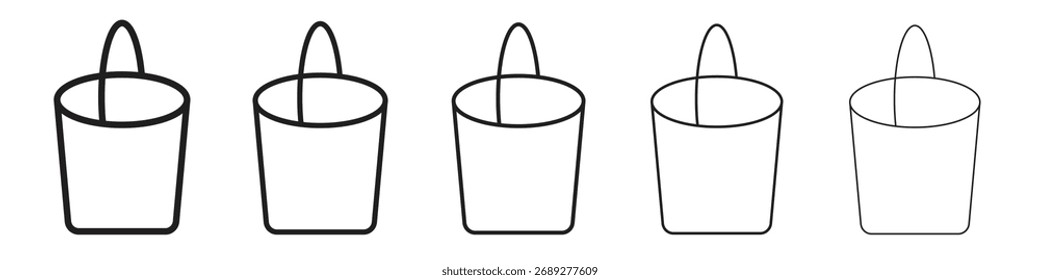 Ícone do balde, ilustração do logotipo do vetor de contorno, pictograma linear isolado