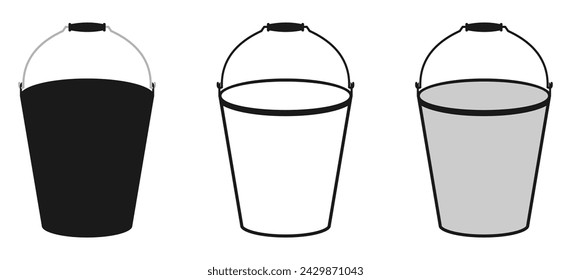 bucket icon set. vector illustration isolated on white background.