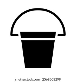 Bucket icon silhouette. Concept of container, cleaning, and household.