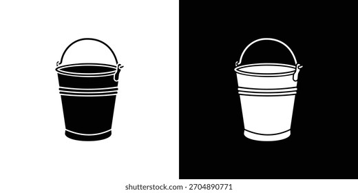 Bucket icon silhouette vector in black colors. flat symbol logo design style