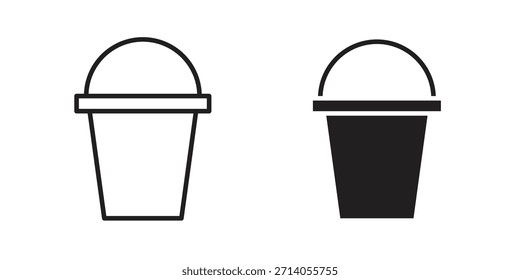 Bucket icon silhouette vector designs. Editable Strokes