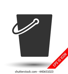 Bucket icon. Simple flat logo of bucket isolated on white background. Vector illustration.