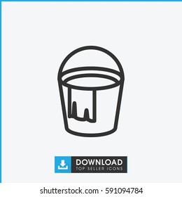 bucket icon. Simple outline bucket vector icon. On white background.