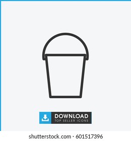 Bucket Icon. Simple Outline Bucket Vector Icon. On White Background.