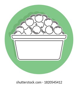 Icono de cubo con burbujas de jabón. Icono de productos de limpieza - Vector